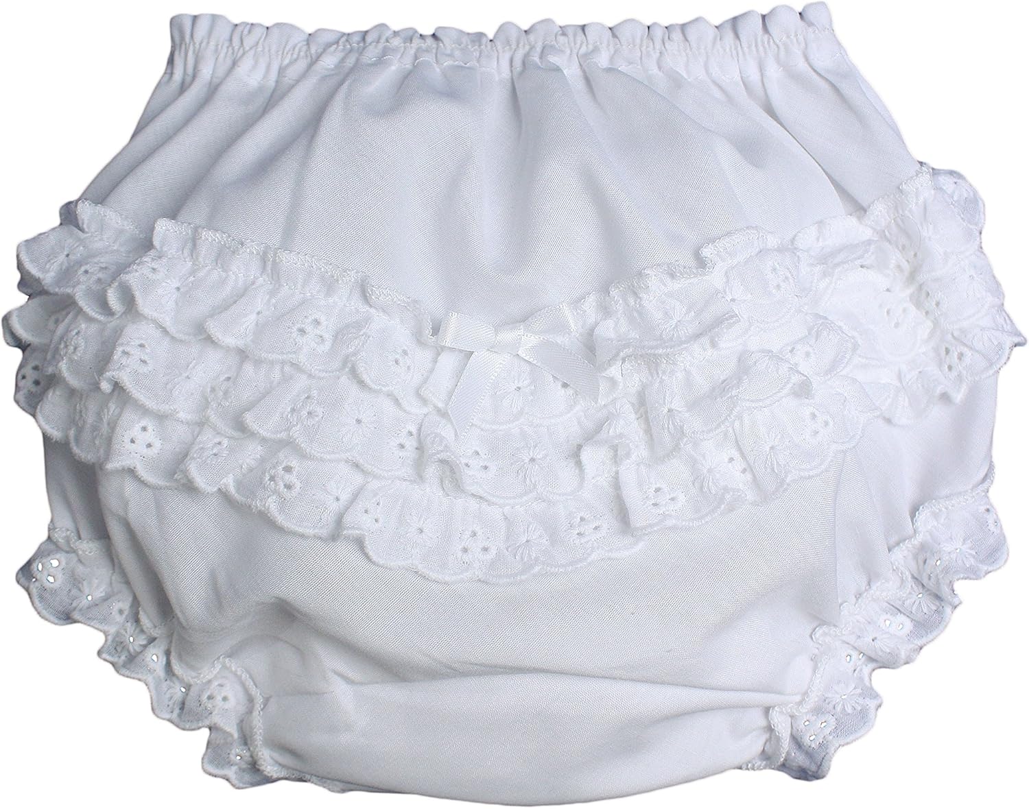 Baby Girl White Elastic Bloomer Diaper Cover