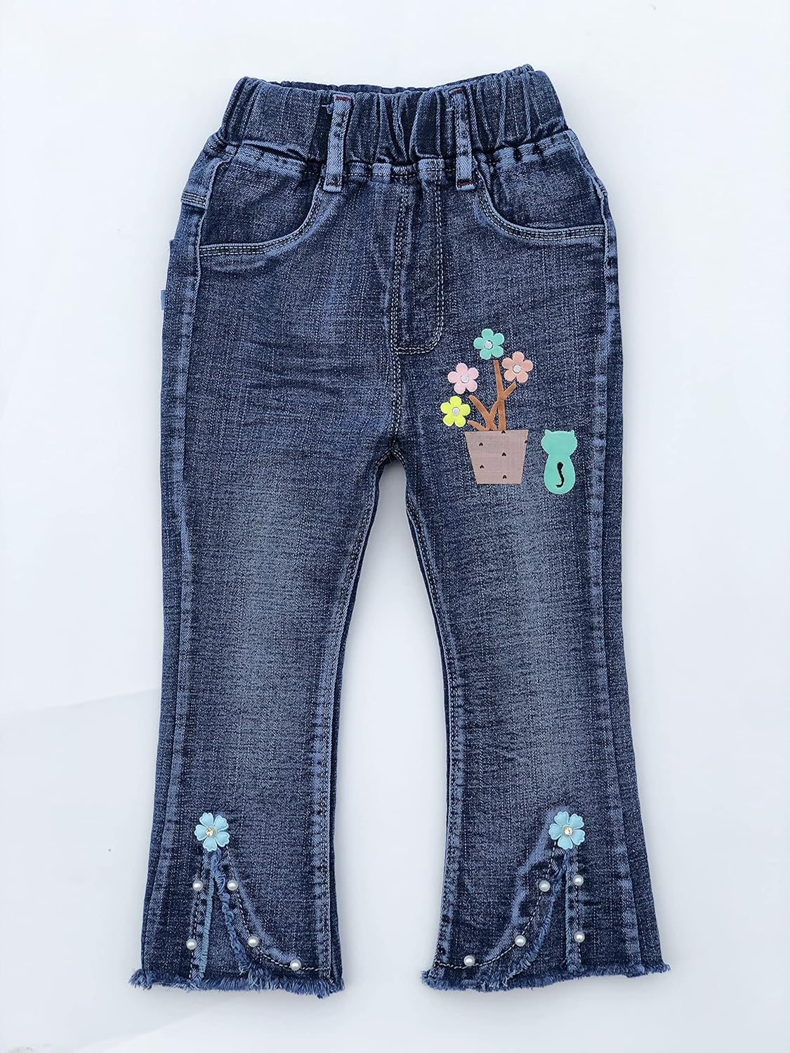 Peacolate 2-11T Toddler Jeams with Distressed Embroidery