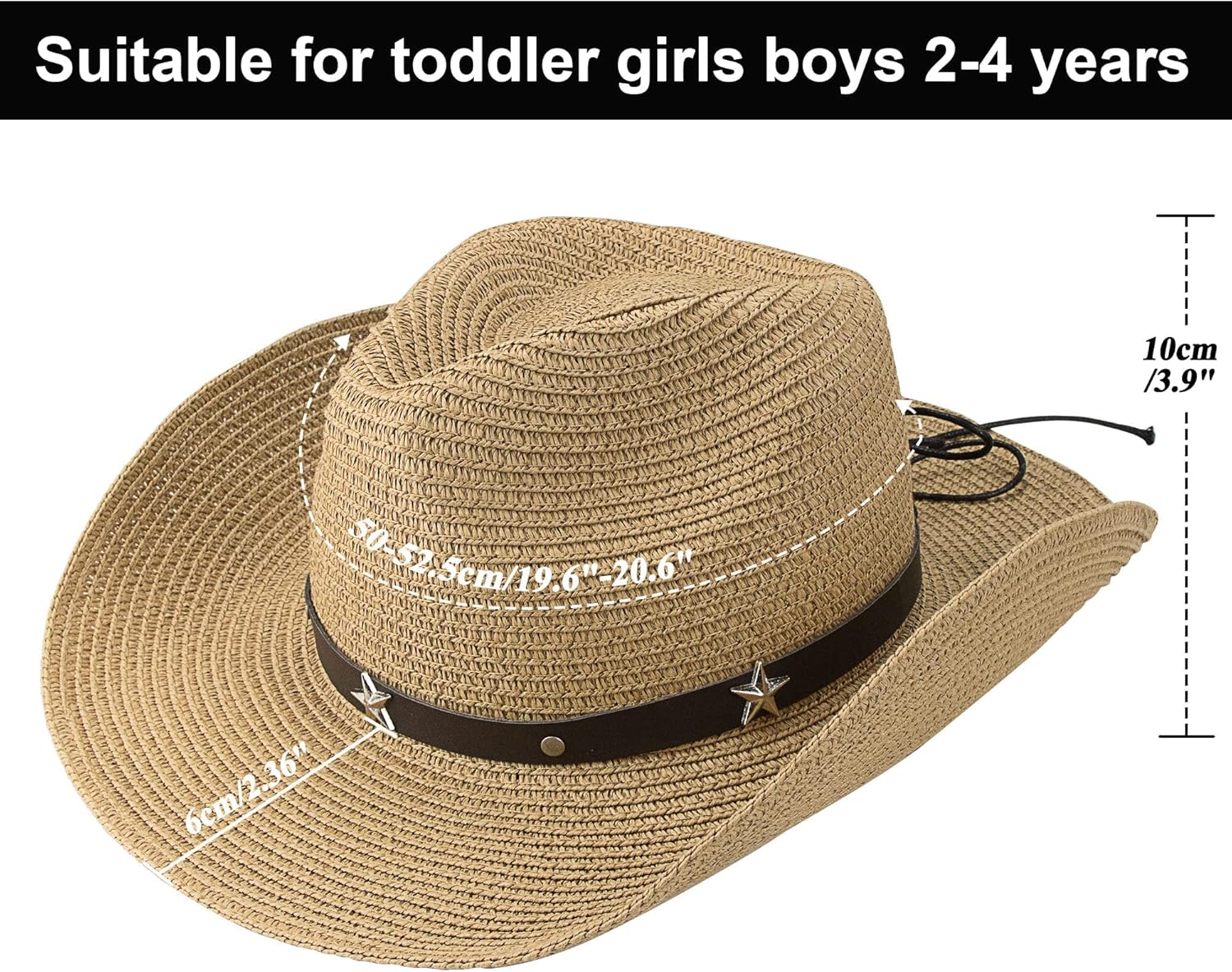 Vikodah Kids Cowboy Straw Hat for Boys Girls Summer Sun Protection