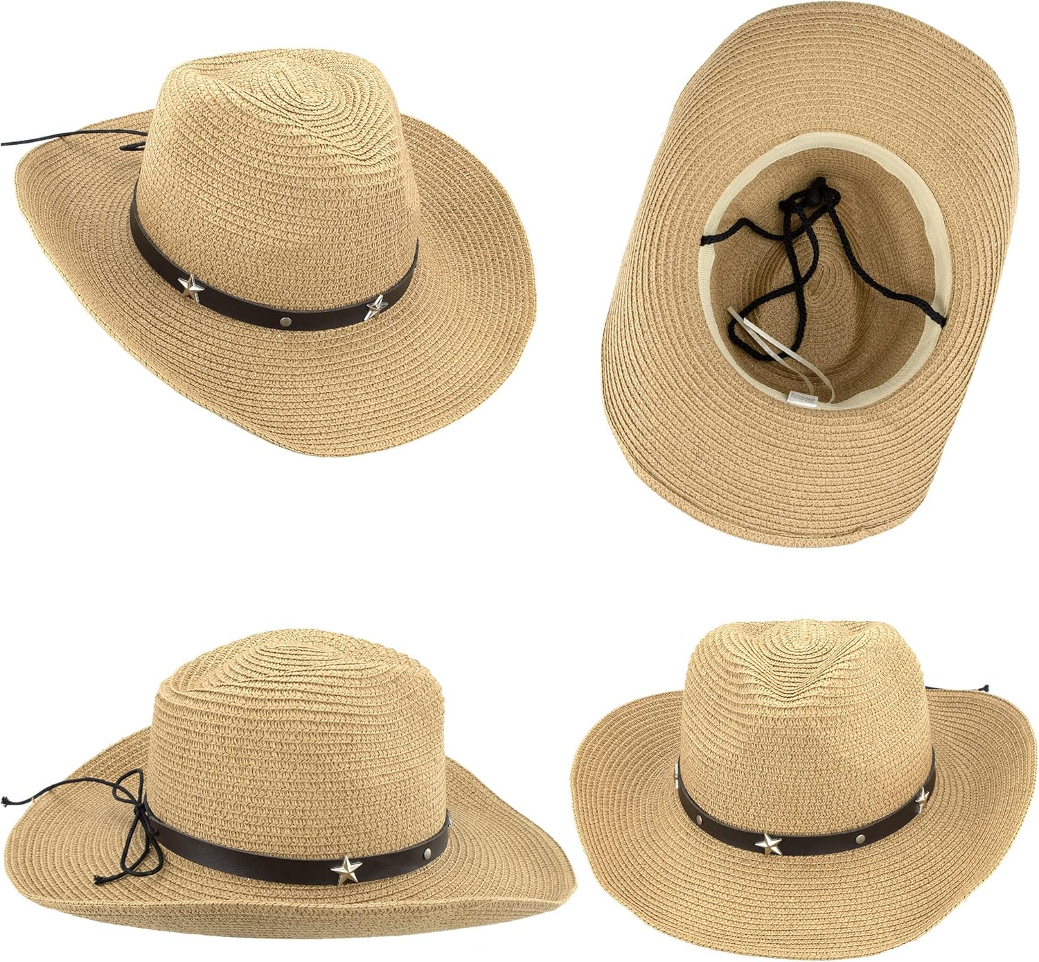 Vikodah Kids Cowboy Straw Hat for Boys Girls Summer Sun Protection