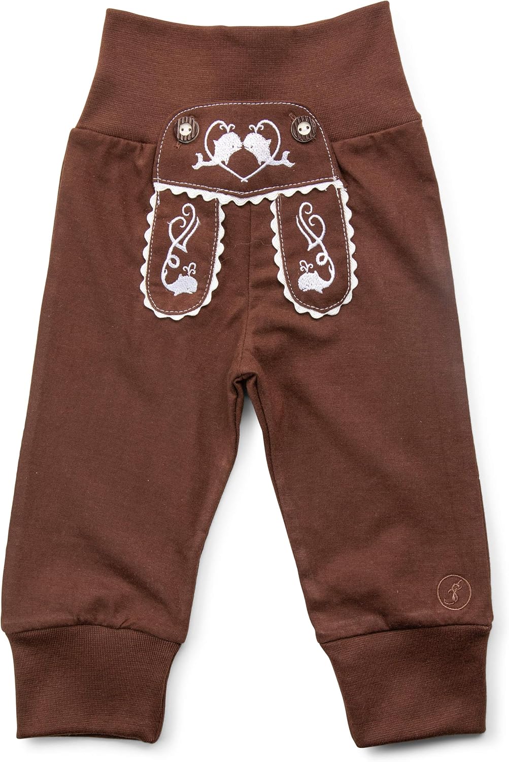 Leather-Trimmed Bavarian Design - Premium Cotton Jogger Pants for Babies