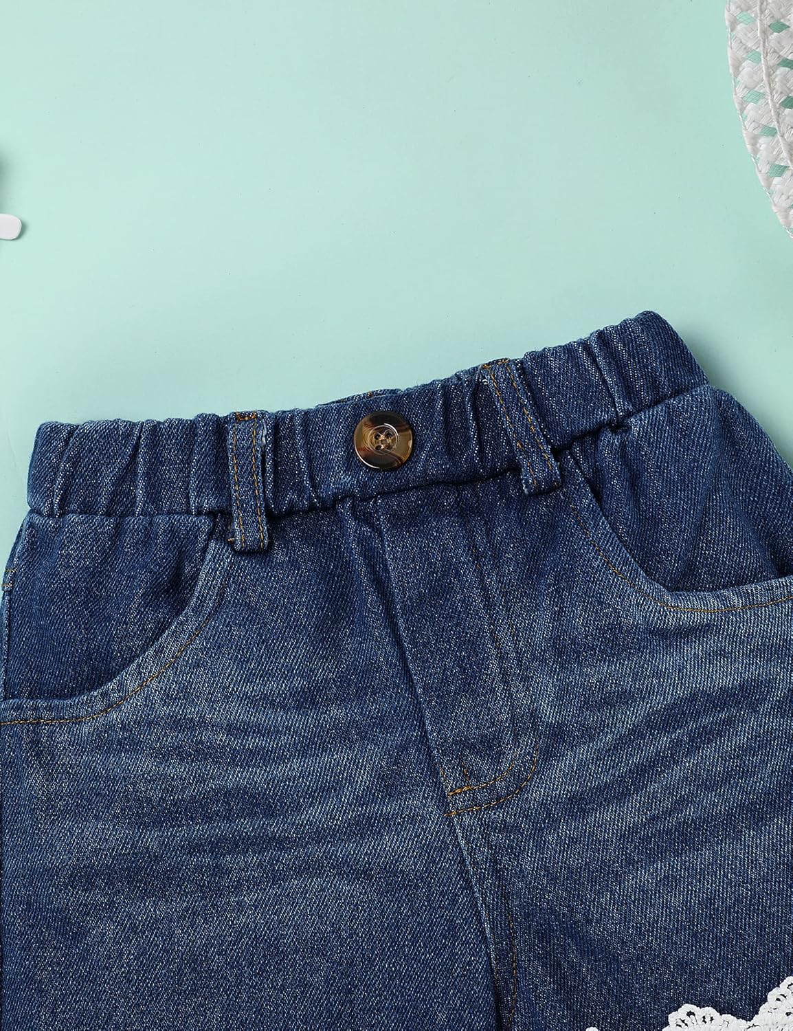 SEYOUAG Toddler Girl Camisole Jean Shorts Set for Summer