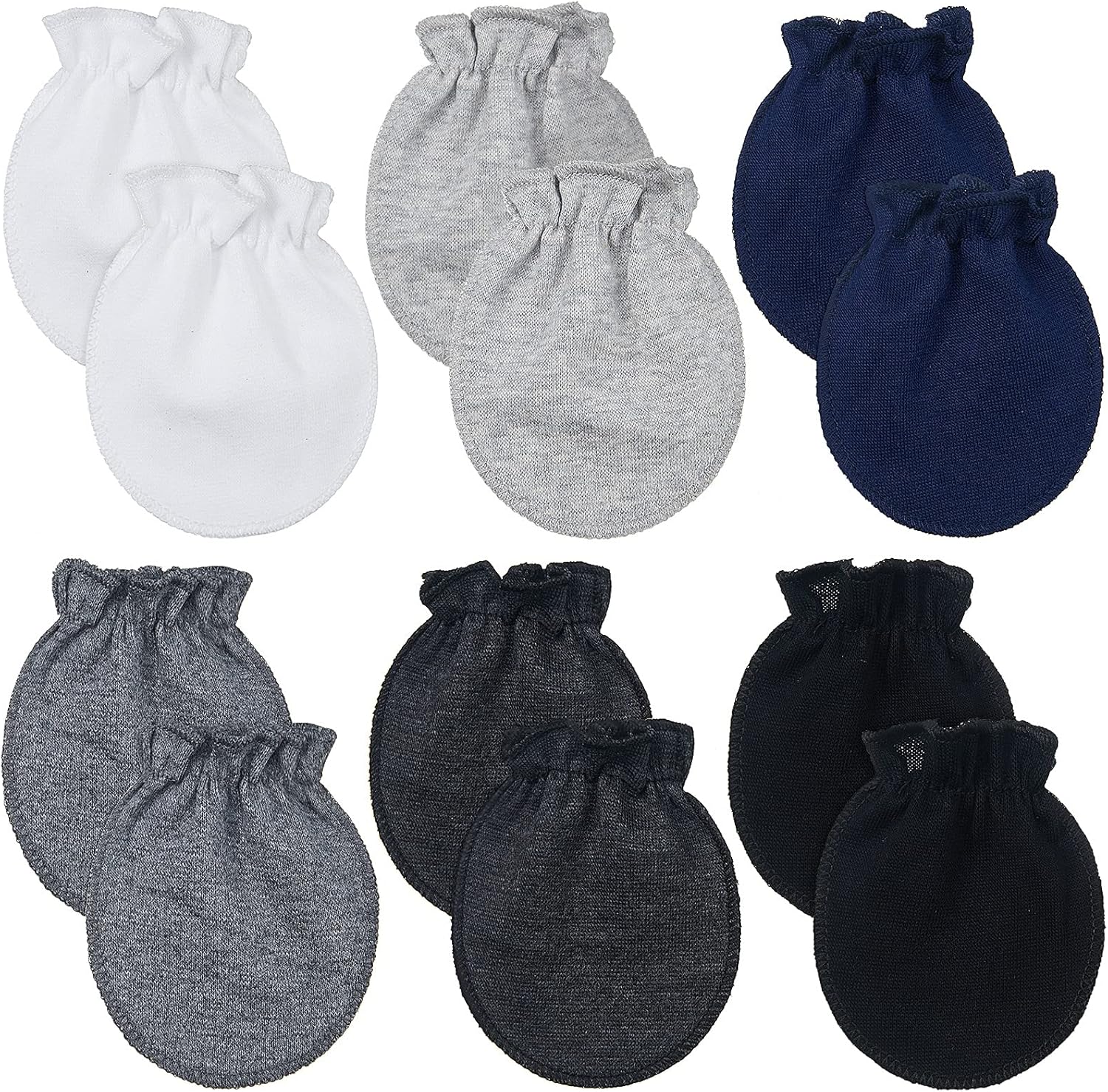 6 Pairs Unisex Baby mittens No Scratch Soft cotton for newborns
