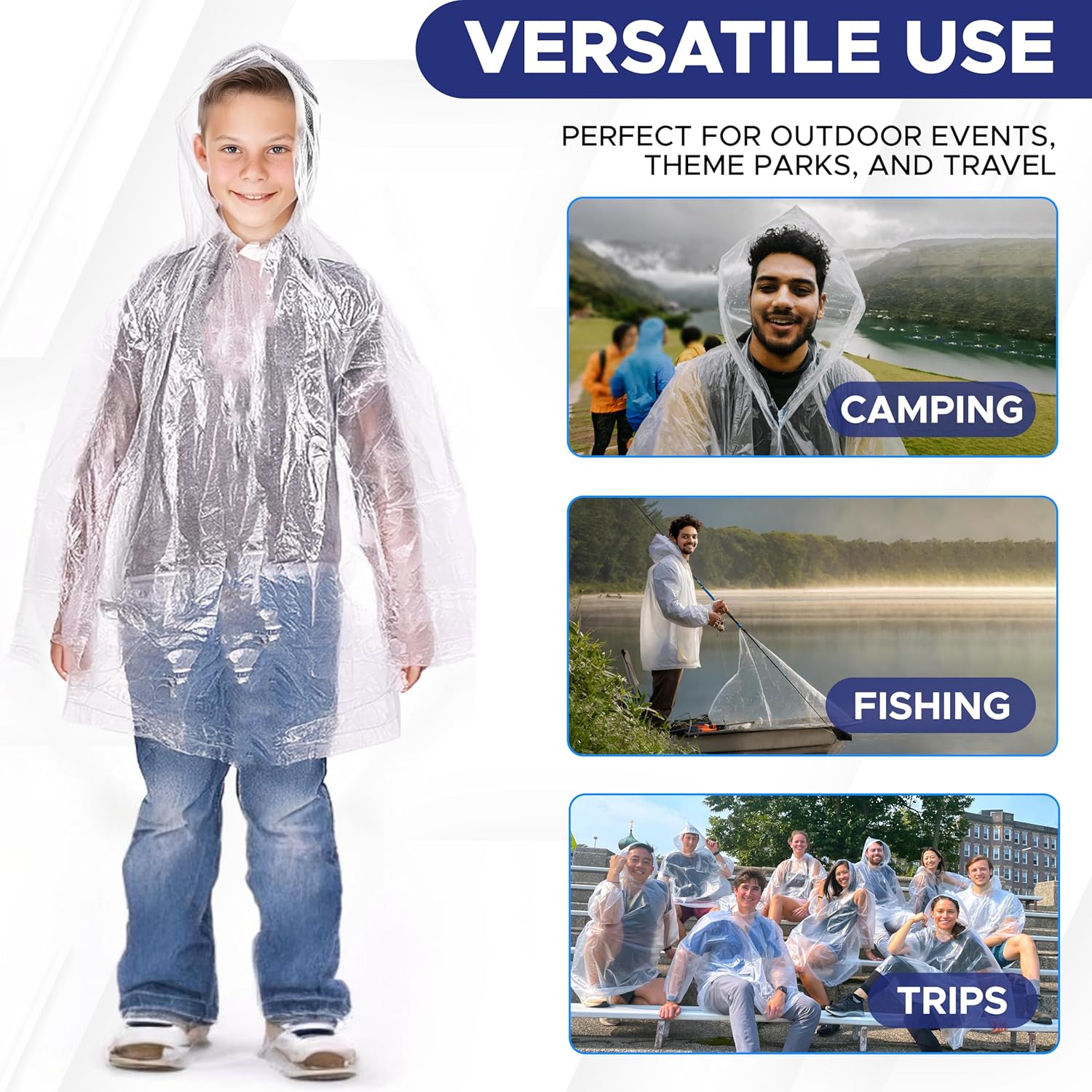 EcoNour Disposable Kids Rain Poncho