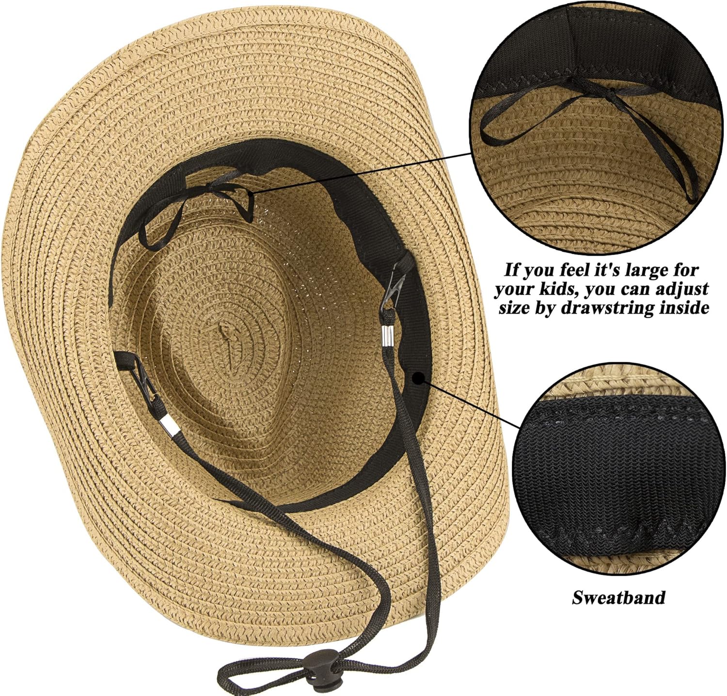 Vikodah Kids Cowboy Straw Hat for Boys Girls Summer Sun Protection