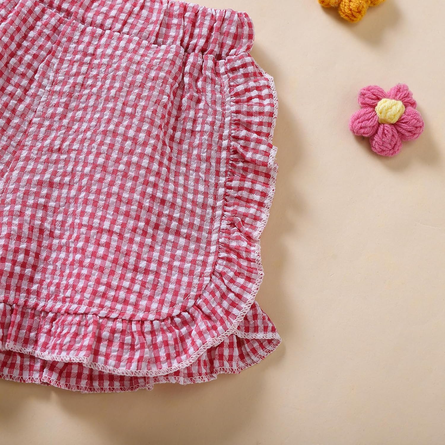 Perfect Casual Shorts for Toddler Girls Ruffle Gingham Design Summer Diapers